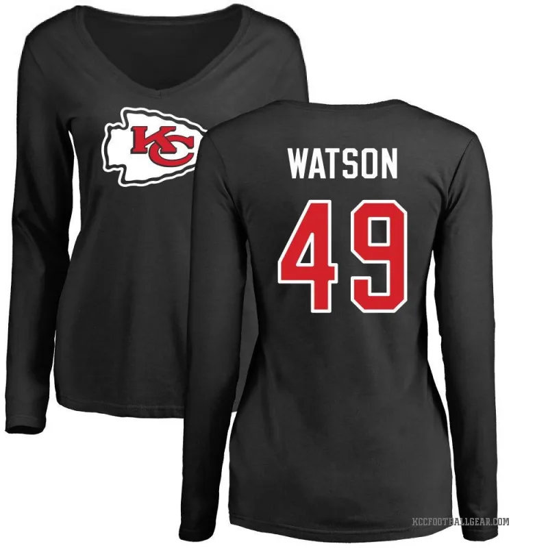 Tre Watson Women's Black Kansas City Chiefs Logo Slim Fit Long Sleeve T-Shirt -