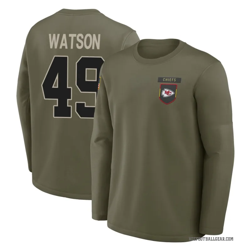 Tre Watson Youth Olive Kansas City Chiefs 2025 Salute to Service Sideline Coaches Long Sleeve T-Shirt
