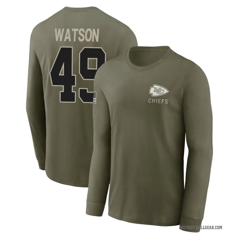 Tre Watson Youth Olive Kansas City Chiefs 2025 Salute to Service Sideline Long Sleeve T-Shirt