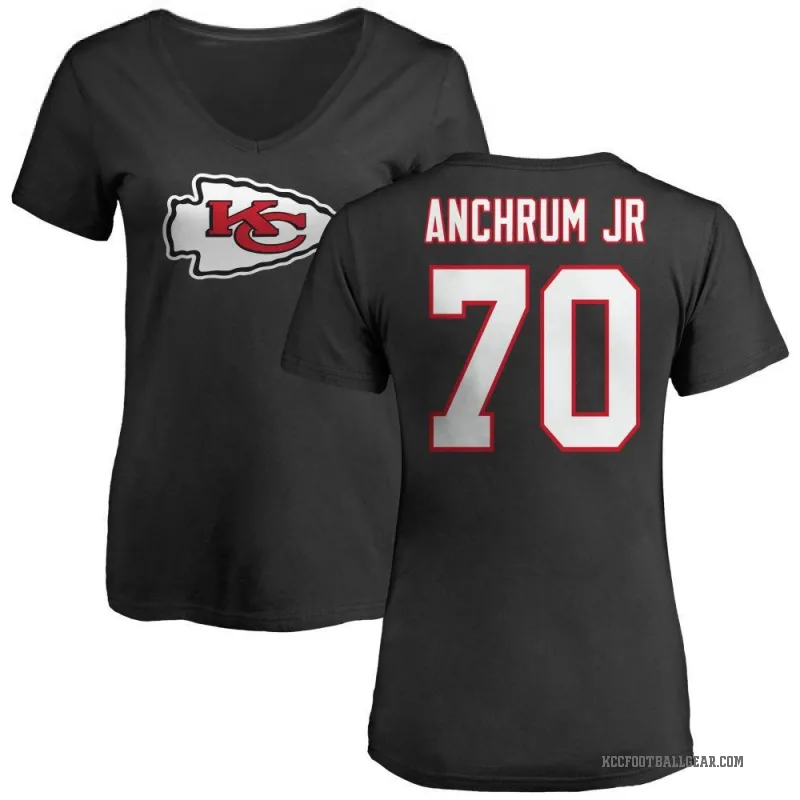 Tremayne Anchrum Jr. Women's Black Kansas City Chiefs Logo Slim Fit T-Shirt -